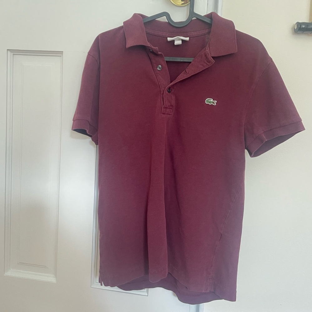 Lacoste Polo - Men’s Slim Fit Size S - Maroon / Red